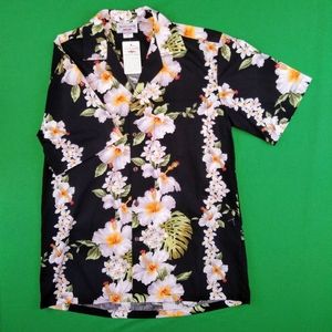 NWT Black Men's Aloha Hawaiian Short Sleeve Shirt